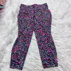 lululemon base place pink teal and white Floral Leggings -